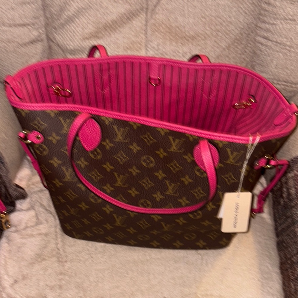 Luxury Designer Tote Bag - Brown and Pink